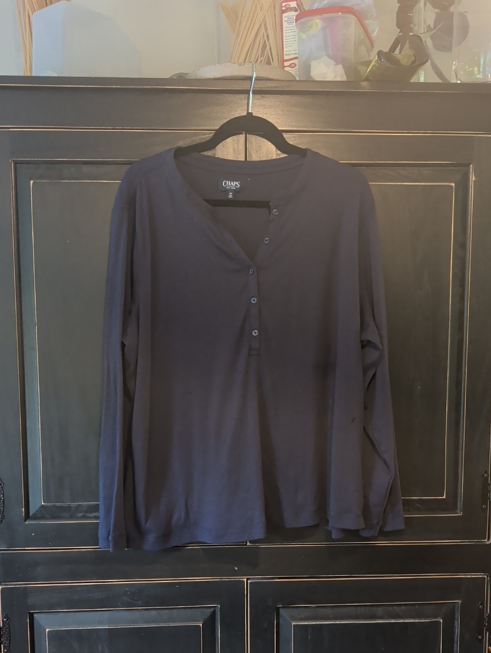 3 For $20...Chaps Navy Long-Sleeve Henley Top